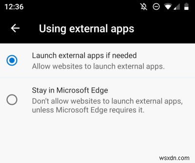 Android の Microsoft Edge - 鋭利なものに注意