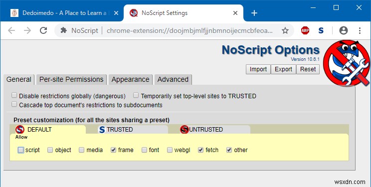 Chrome &Noscript - ついに登場