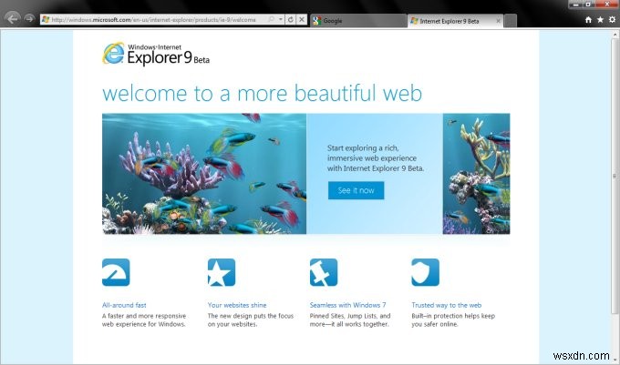Internet Explorer 9 ベータ プレビュー - よくできました Microsoft