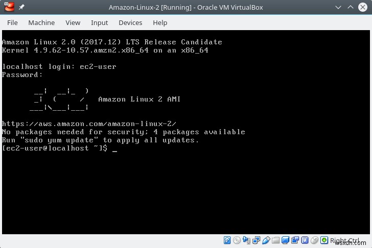 Amazon Linux 2 仮想マシンのログインとパスワード