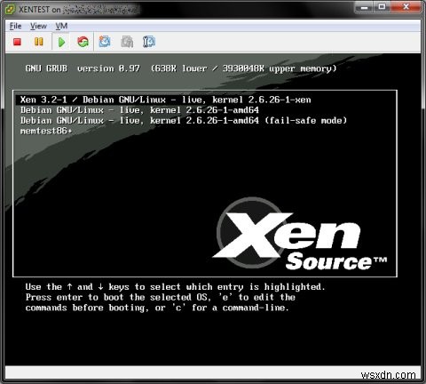 Xen Live CD を使用した Xen 仮想化の探索