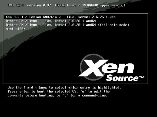 Xen Live CD を使用した Xen 仮想化の探索