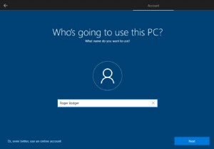 Windows 10 の最近のビルドとローカル アカウントのセットアップ