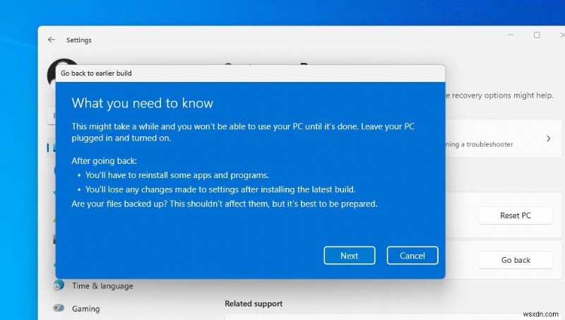 Windows 11 2022 Update (22H2) ロールバック ビルドをアンインストールする方法