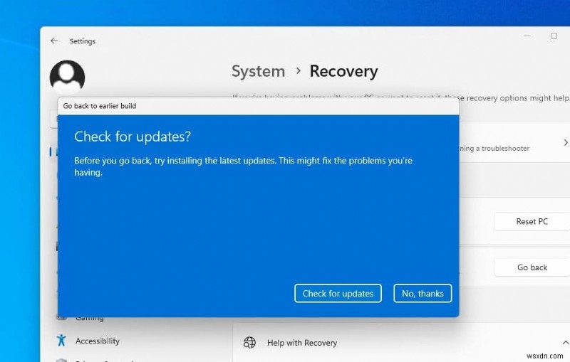 Windows 11 2022 Update (22H2) ロールバック ビルドをアンインストールする方法