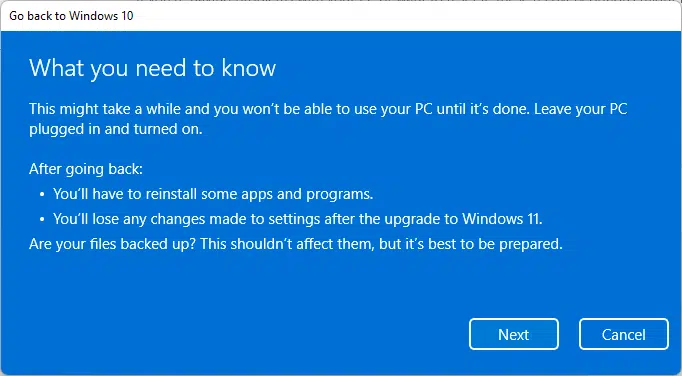 データを失うことなく Windows 11 を 10 にダウングレードする方法 (10 日後)