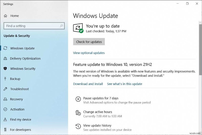 Windows 10 バージョン 21H2 の機能更新プログラムをインストールできませんでした (5 つのクイック ソリューション)