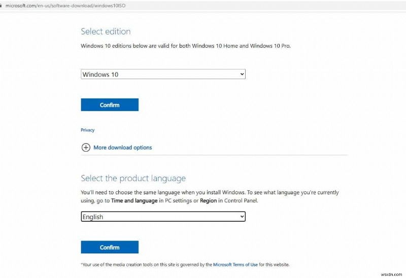 Windows 10 21H1 Build 19043 の公式 ISO イメージをダウンロードする