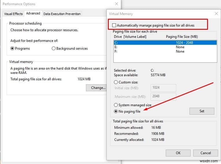 Windows 10、8.1、および 7 でシャットダウン時にページファイルをクリアする方法
