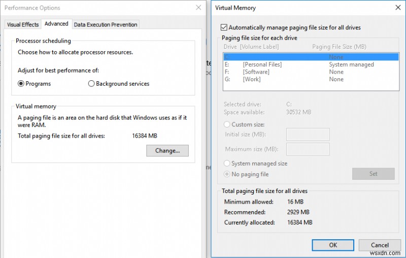 Windows 10 でシステムと圧縮メモリの CPU 使用率が高くなる問題を解決する