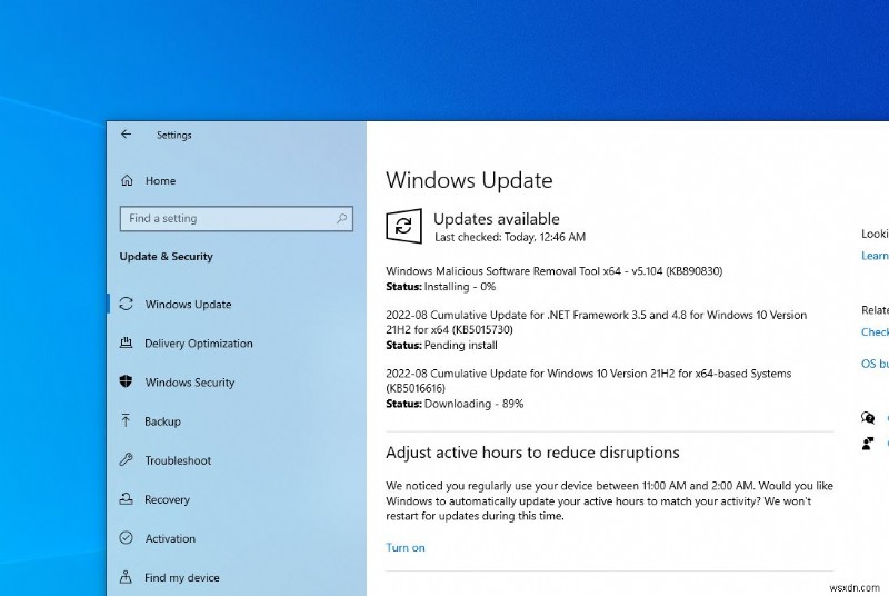 Windows 10 機能更新プログラムと累積更新プログラム 2022 の違い