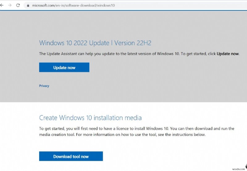 Update Assistant ツールを使用した Windows 10 22H2 のダウンロード