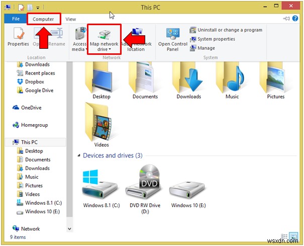 Windows 8.1 で OneDrive をネットワーク ドライブとしてマッピングする