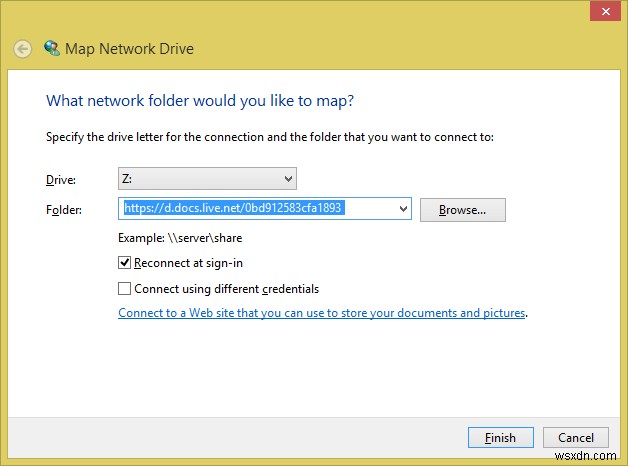 Windows 8.1 で OneDrive をネットワーク ドライブとしてマッピングする