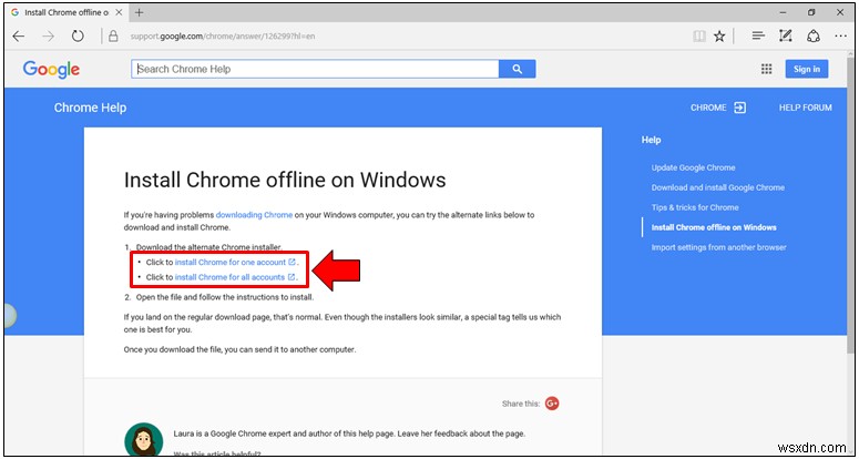 Windows 10 に Google Chrome をインストールする方法 (オンラインおよびオフライン)