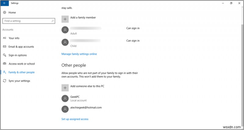 Windows 10 でお子様のアカウントを管理する方法