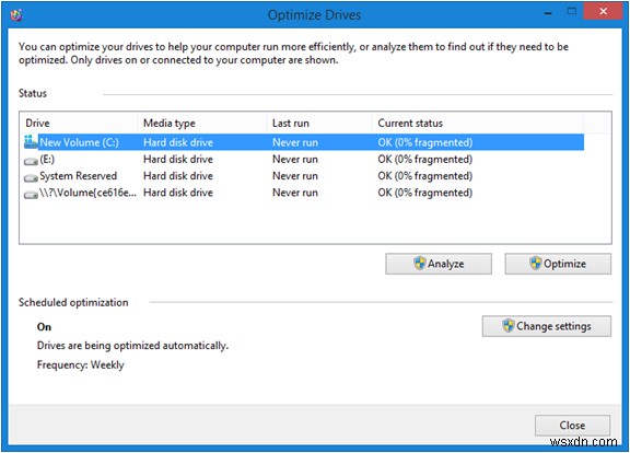 Windows 8.1 でドライブの最適化ツールにアクセスする方法