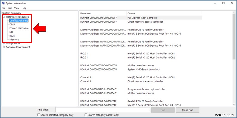 Windows 10 のシステム情報ツールの詳細