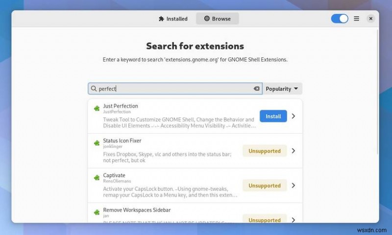 Extension Manager を使用して GNOME 拡張機能を簡単に管理 