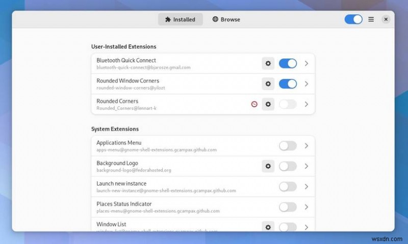 Extension Manager を使用して GNOME 拡張機能を簡単に管理 
