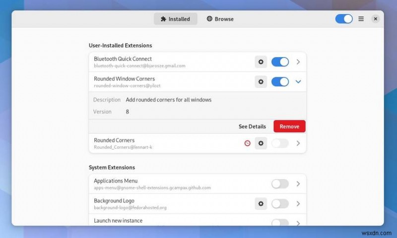 Extension Manager を使用して GNOME 拡張機能を簡単に管理 