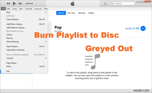 iTunes で「プレイリストをディスクに書き込む」がグレー表示される理由とその修正方法