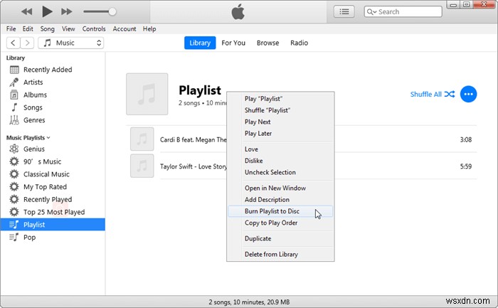iTunes で「プレイリストをディスクに書き込む」がグレー表示される理由とその修正方法