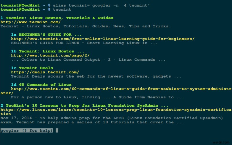 Googler:Linux ターミナルからのコマンドライン Google 検索 