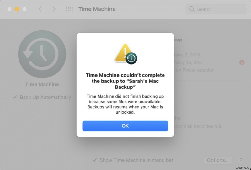 macOS Sonoma、Ventura、Sequoia での「Time Machine がバックアップを完了できませんでした」エラーを解決する
