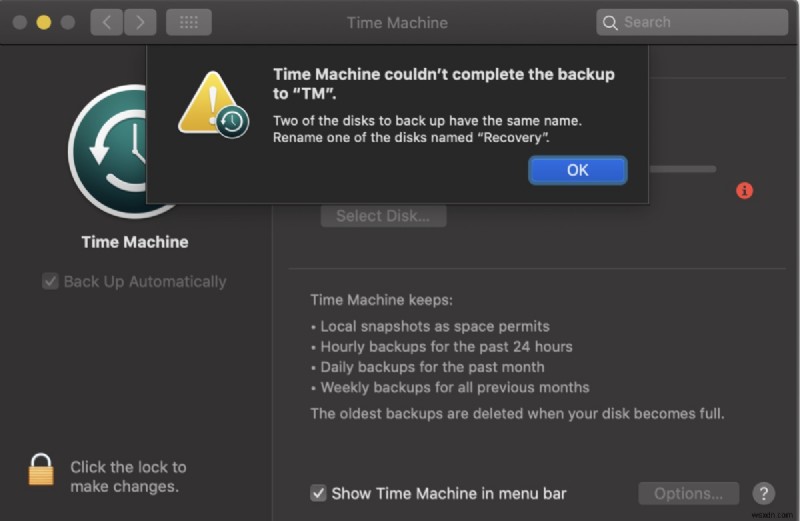 macOS Sonoma、Ventura、Sequoia での「Time Machine がバックアップを完了できませんでした」エラーを解決する