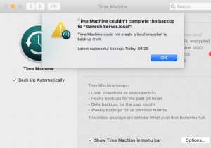 macOS での Time Machine ローカル スナップショット作成エラーを解決する方法 