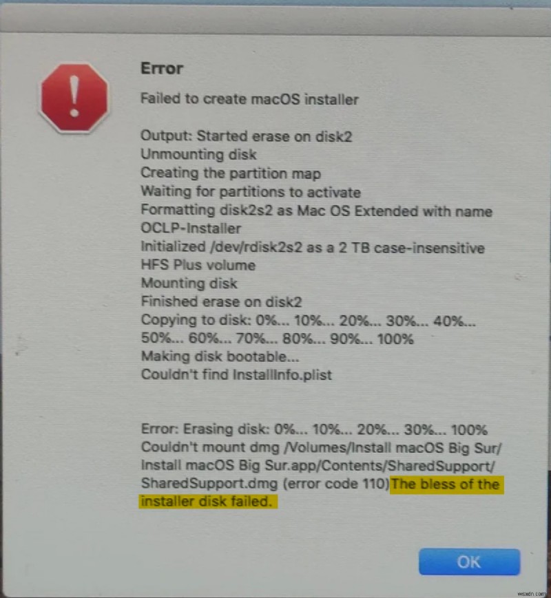Mac/ターミナル/OCLP での macOS ブータブル USB インストーラー エラーの修正 - ステップバイステップ ガイド 