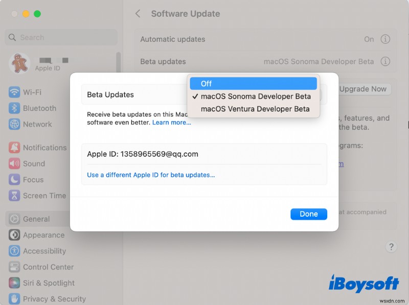 macOS Sonoma ベータ版から安定した公開リリースに戻す方法 