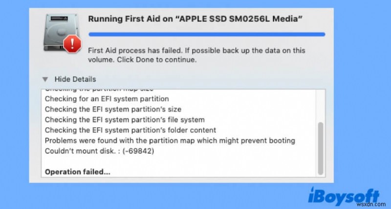 外付けドライブのディスクユーティリティで「ディスクをマウントできませんでした:(-69842)」エラーを修正する方法 