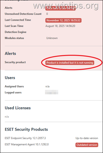 ESET Protectコンソールの「製品はインストールされていますが、実行されていません」エラーを解決する – クイックフィックスガイド 
