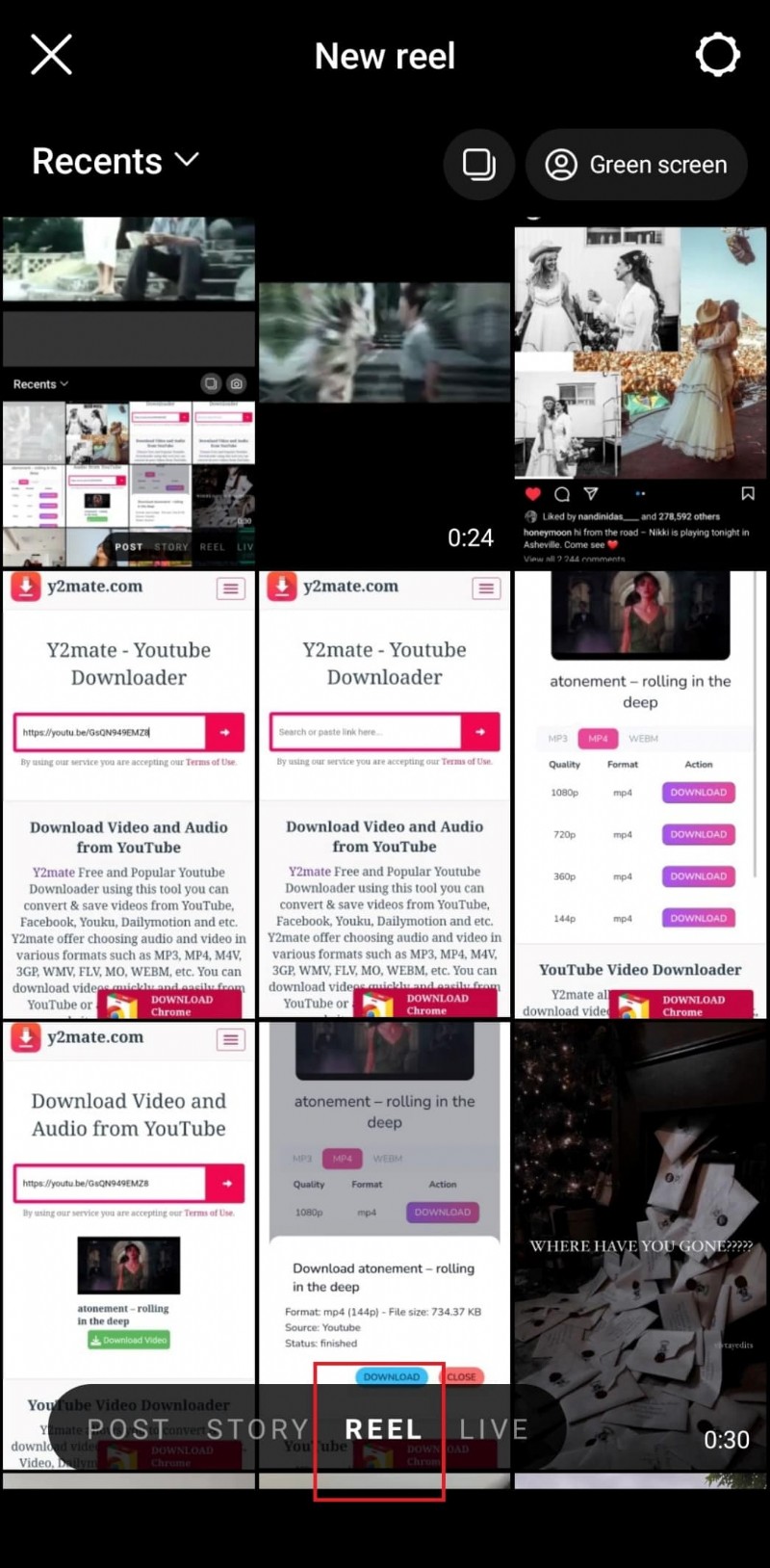 YouTube ビデオを Instagram で共有:投稿、ストーリー、リールの簡単な手順 