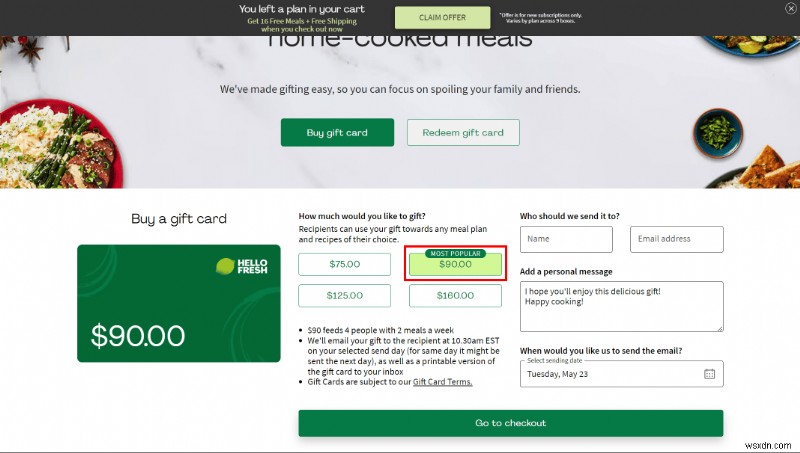 HelloFresh をギフトする方法:おいしいミールキット カードを友達に送る