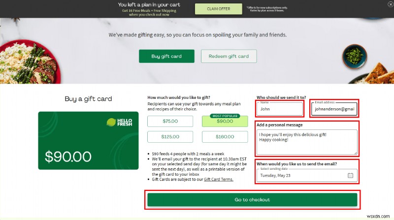 HelloFresh をギフトする方法:おいしいミールキット カードを友達に送る