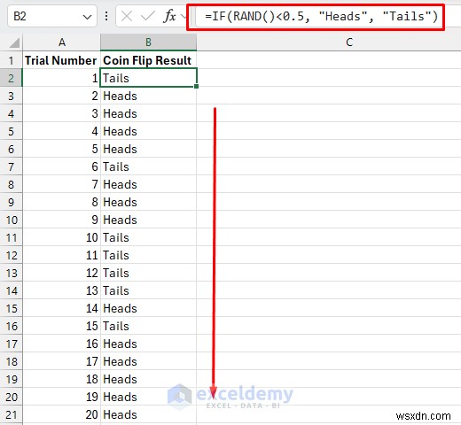 Excel シミュレーション:コイン投げから天気予報まで