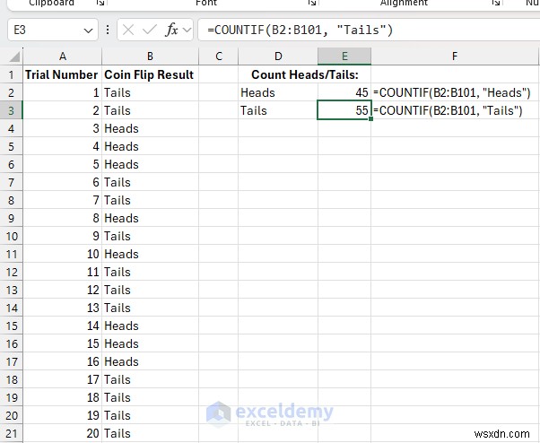 Excel シミュレーション:コイン投げから天気予報まで
