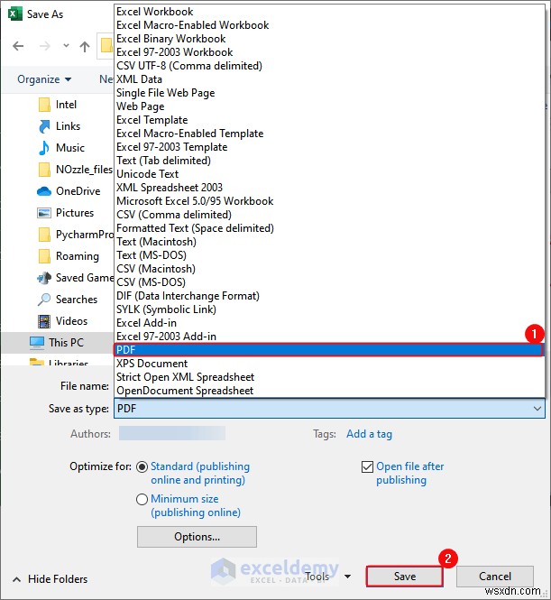 Excel データを DOC、PDF、CSV、XML、および vCard 形式に簡単にエクスポート 