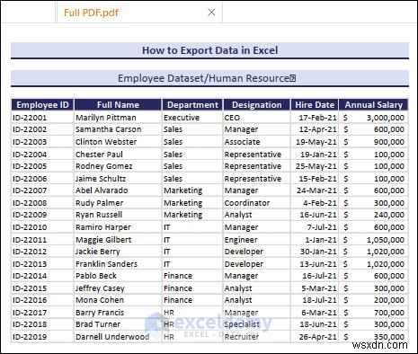 Excel データを DOC、PDF、CSV、XML、および vCard 形式に簡単にエクスポート 