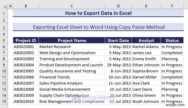Excel データを DOC、PDF、CSV、XML、および vCard 形式に簡単にエクスポート 