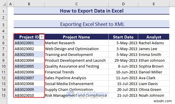 Excel データを DOC、PDF、CSV、XML、および vCard 形式に簡単にエクスポート 