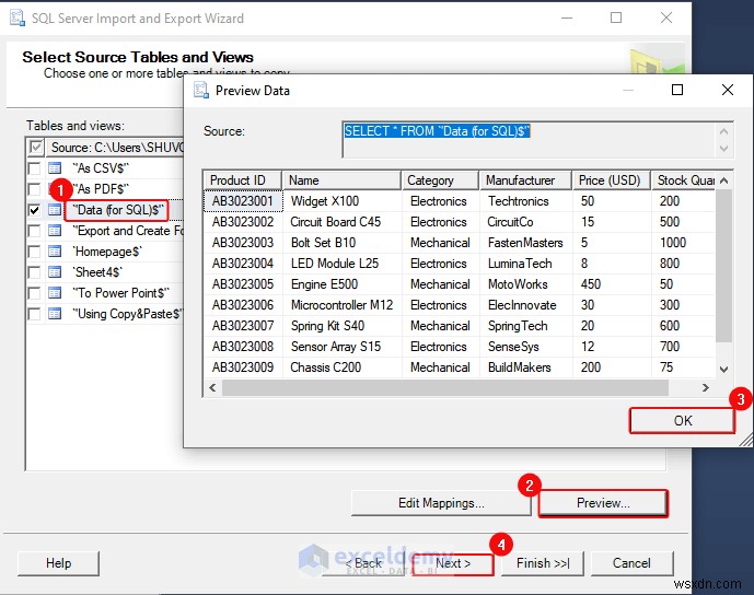 Excel データを DOC、PDF、CSV、XML、および vCard 形式に簡単にエクスポート 