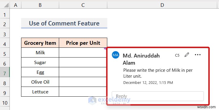 Excel でセル ツールチップを追加:ユーザー ガイダンスを向上させる 3 つの簡単な方法 