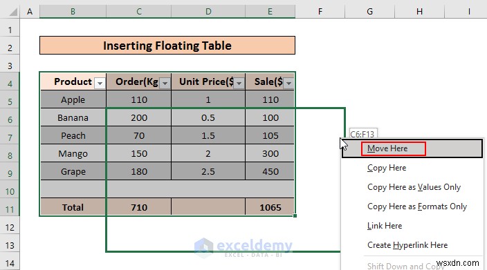 Excel でフローティング テーブルを追加する:2 つの迅速で実証済みのテクニック