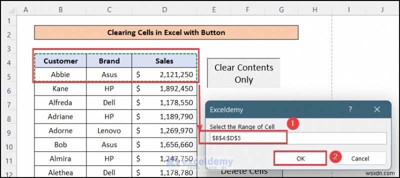 ワンクリックボタンで Excel セルを簡単にクリア:4 つの簡単なステップ